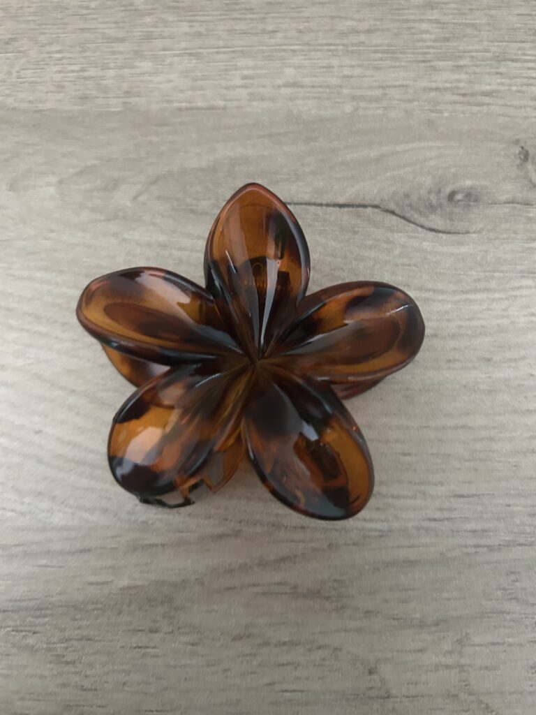 Pince à cheveux fleur — coloris léopard brillant
