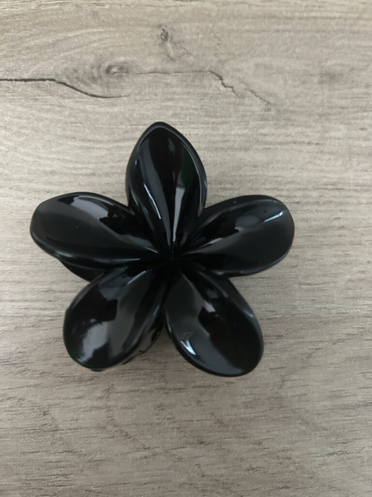 Pince à cheveux fleur — coloris noir brillant