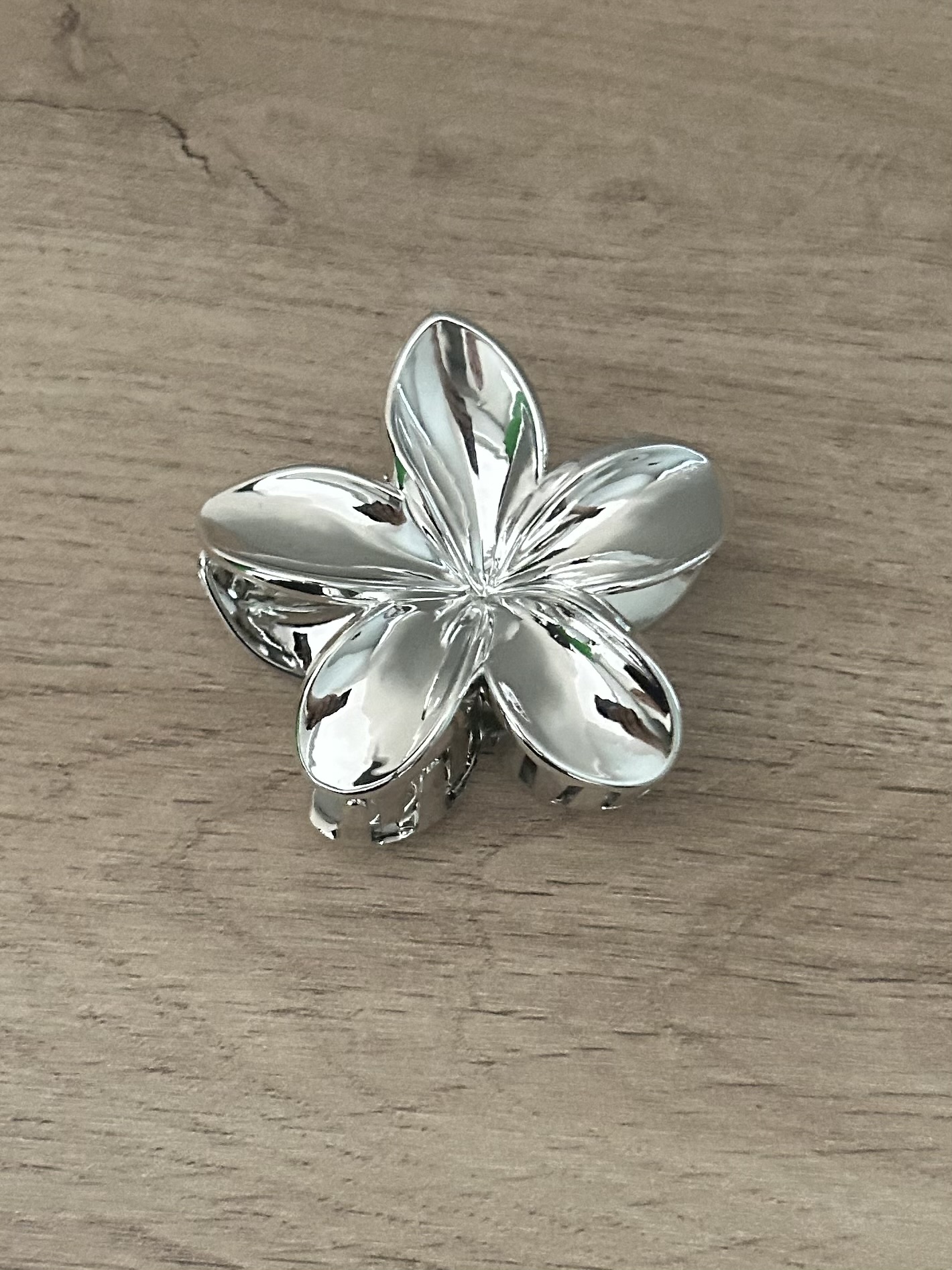 Pince à cheveux fleur — coloris argenté