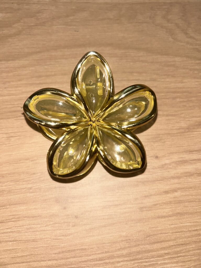 Pince à cheveux fleur — jaune translucide et doré