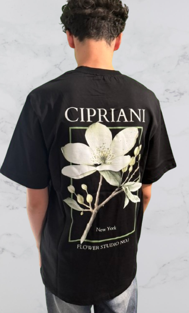 T-shirt noir à imprimé floral S – Image 3