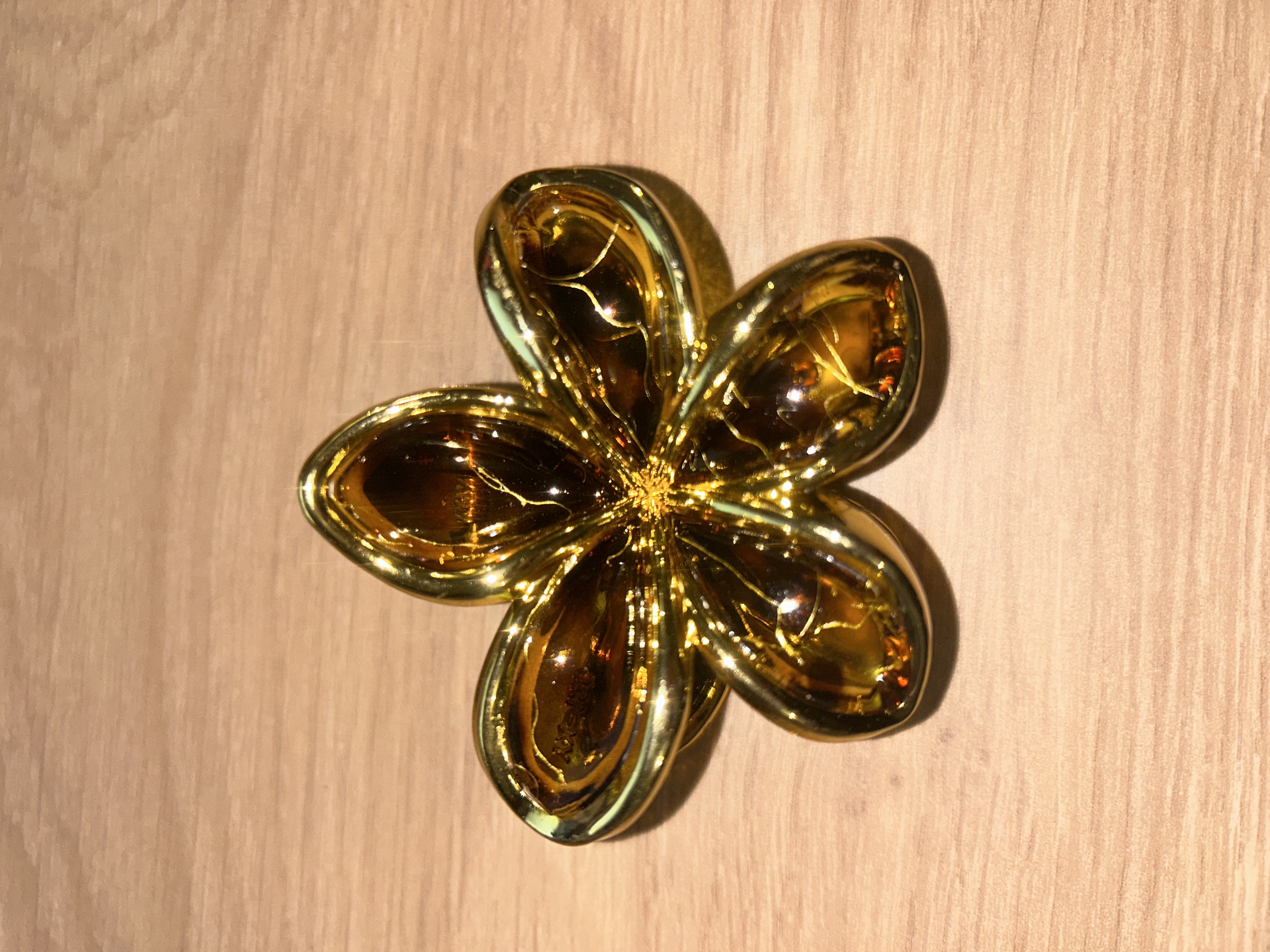 Pince à cheveux fleur — léopard doré brillant