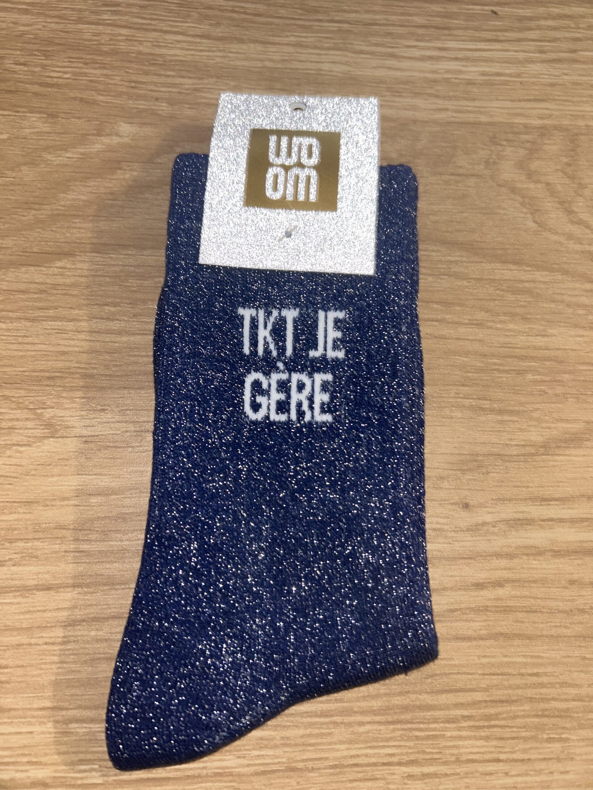Chaussette à paillette "tkt je gère"