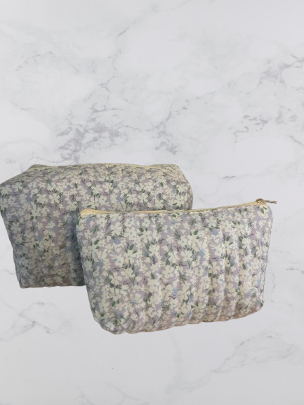 Lot de 2 trousses matelassées — motif fleuri