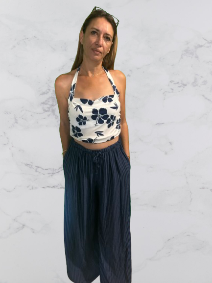 Pantalon large fluide — bleu marine