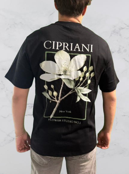 T-shirt noir à imprimé floral M – Image 3