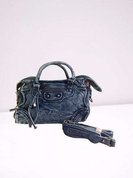 Sac à main en jean bleu foncé